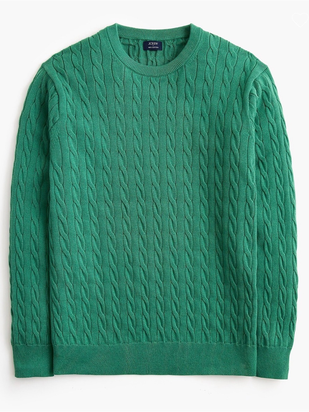 J. Crew Cable Knit Crewneck Sweater - Mint